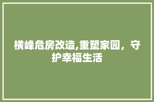 横峰危房改造,重塑家园，守护幸福生活