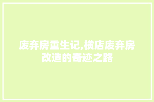 废弃房重生记,横店废弃房改造的奇迹之路