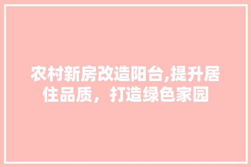 农村新房改造阳台,提升居住品质，打造绿色家园
