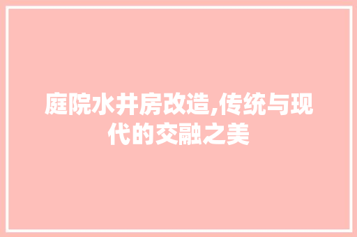 庭院水井房改造,传统与现代的交融之美