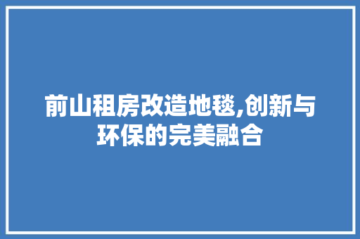 前山租房改造地毯,创新与环保的完美融合