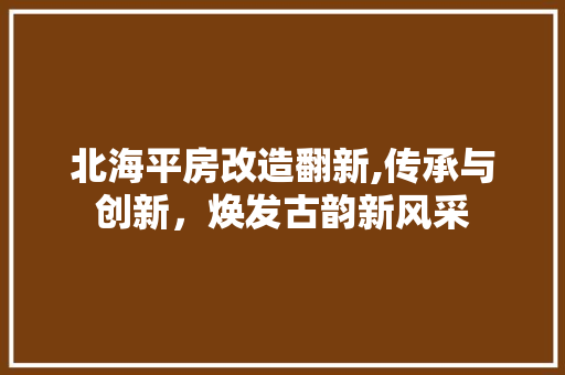 北海平房改造翻新,传承与创新，焕发古韵新风采