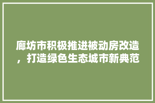 廊坊市积极推进被动房改造，打造绿色生态城市新典范