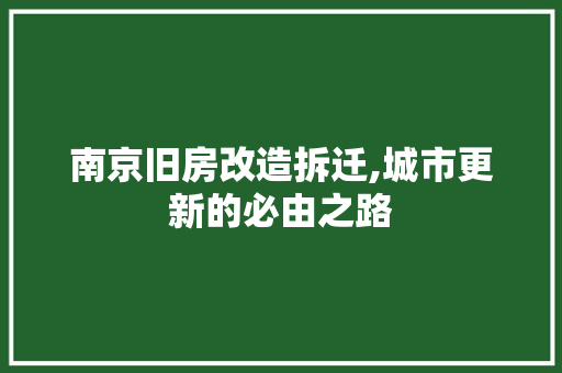 南京旧房改造拆迁,城市更新的必由之路