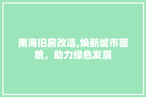 南海旧房改造,焕新城市面貌，助力绿色发展