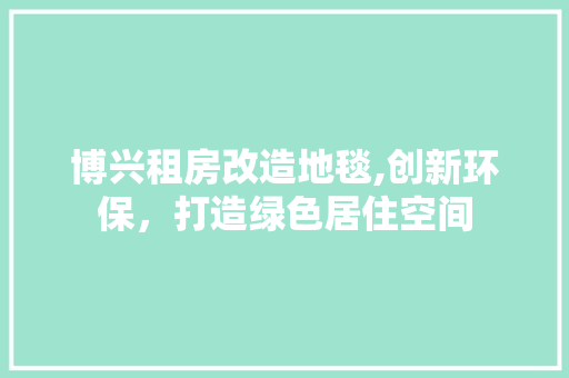 博兴租房改造地毯,创新环保，打造绿色居住空间