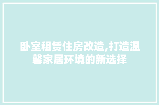 卧室租赁住房改造,打造温馨家居环境的新选择
