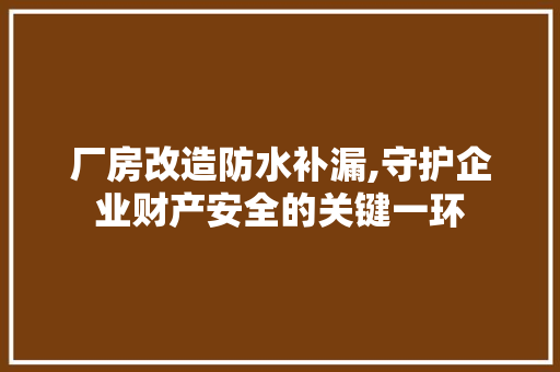 厂房改造防水补漏,守护企业财产安全的关键一环