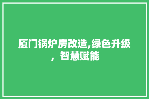 厦门锅炉房改造,绿色升级，智慧赋能