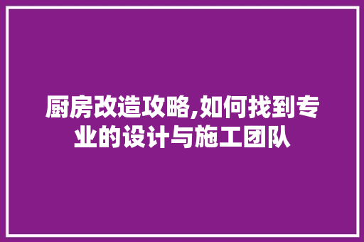 厨房改造攻略,如何找到专业的设计与施工团队