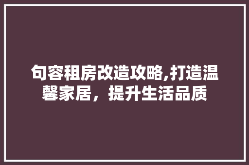 句容租房改造攻略,打造温馨家居，提升生活品质