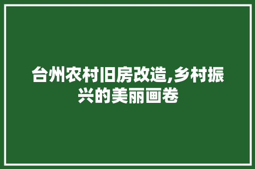 台州农村旧房改造,乡村振兴的美丽画卷