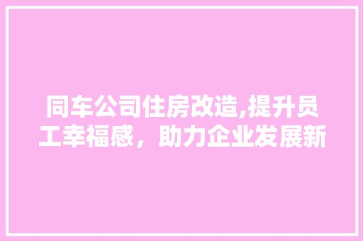 同车公司住房改造,提升员工幸福感，助力企业发展新篇章