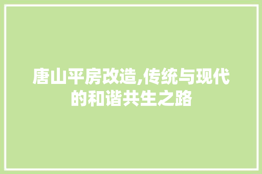 唐山平房改造,传统与现代的和谐共生之路