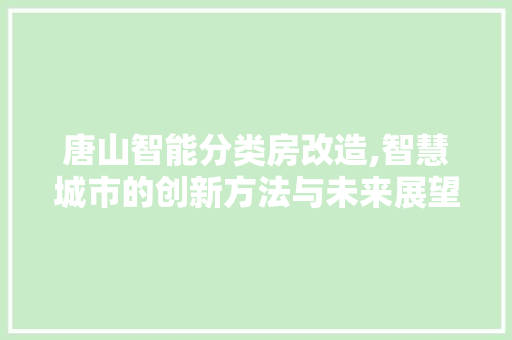唐山智能分类房改造,智慧城市的创新方法与未来展望