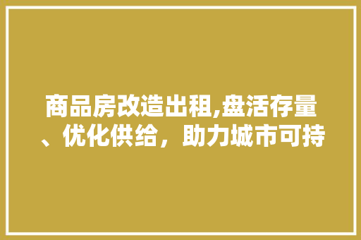 商品房改造出租,盘活存量、优化供给，助力城市可持续发展