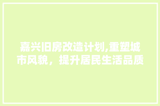 嘉兴旧房改造计划,重塑城市风貌，提升居民生活品质