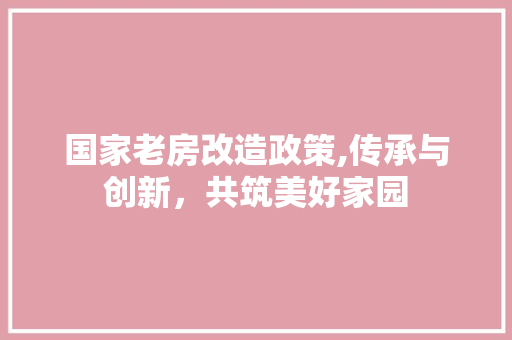 国家老房改造政策,传承与创新，共筑美好家园