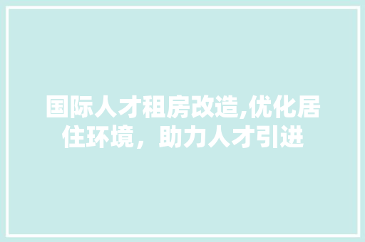 国际人才租房改造,优化居住环境，助力人才引进