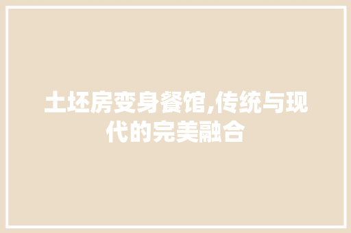 土坯房变身餐馆,传统与现代的完美融合