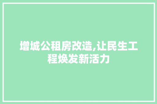 增城公租房改造,让民生工程焕发新活力