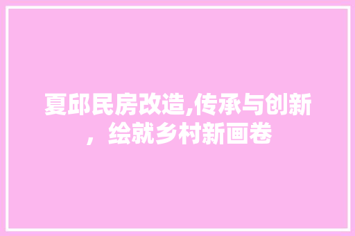 夏邱民房改造,传承与创新，绘就乡村新画卷