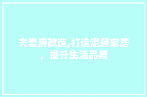 夫妻房改造,打造温馨家居，提升生活品质