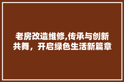 老房改造维修,传承与创新共舞，开启绿色生活新篇章