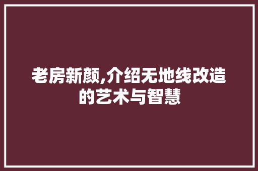 老房新颜,介绍无地线改造的艺术与智慧