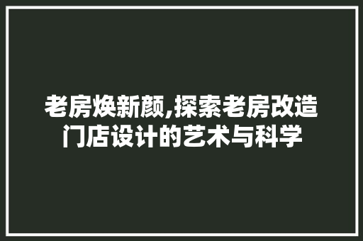 老房焕新颜,探索老房改造门店设计的艺术与科学