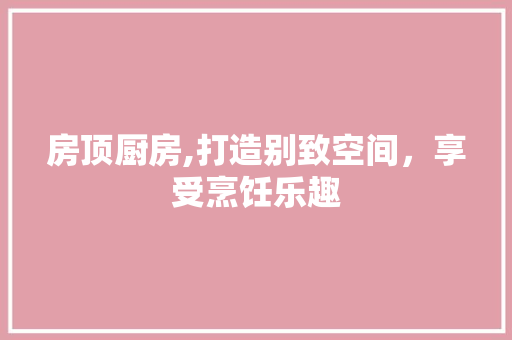 房顶厨房,打造别致空间，享受烹饪乐趣