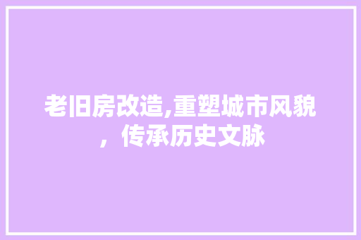 老旧房改造,重塑城市风貌，传承历史文脉