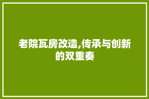 老院瓦房改造,传承与创新的双重奏