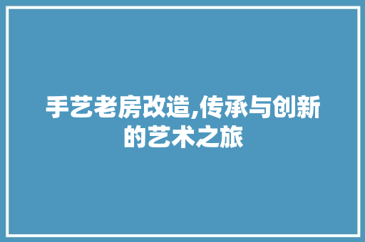 手艺老房改造,传承与创新的艺术之旅