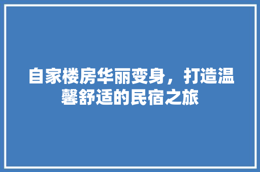自家楼房华丽变身，打造温馨舒适的民宿之旅