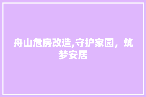 舟山危房改造,守护家园，筑梦安居
