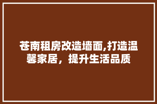 苍南租房改造墙面,打造温馨家居，提升生活品质