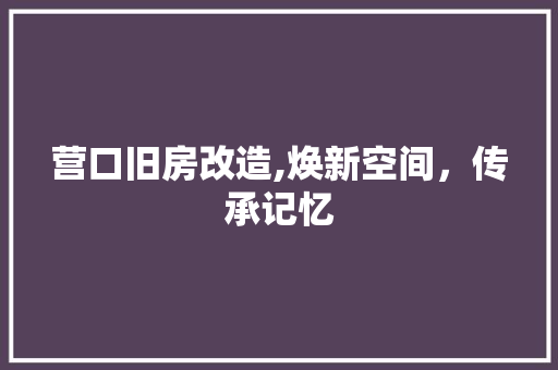 营口旧房改造,焕新空间，传承记忆