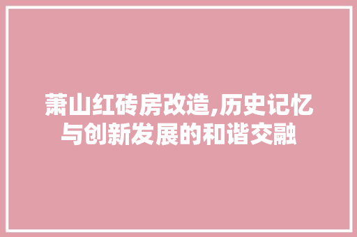 萧山红砖房改造,历史记忆与创新发展的和谐交融