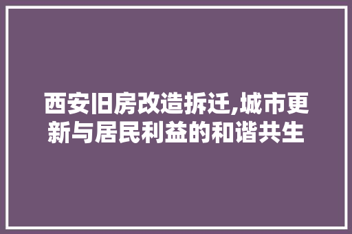 西安旧房改造拆迁,城市更新与居民利益的和谐共生