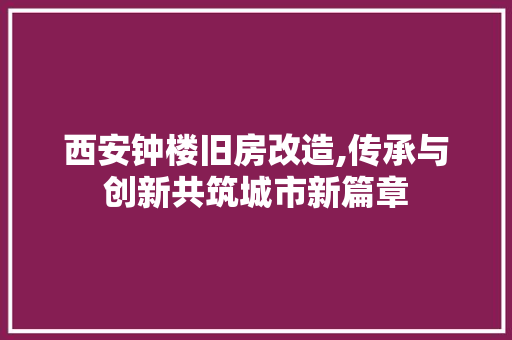 西安钟楼旧房改造,传承与创新共筑城市新篇章