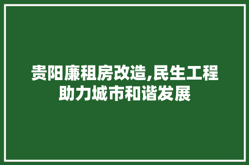 贵阳廉租房改造,民生工程助力城市和谐发展