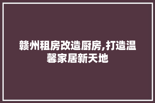 赣州租房改造厨房,打造温馨家居新天地
