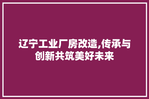 辽宁工业厂房改造,传承与创新共筑美好未来
