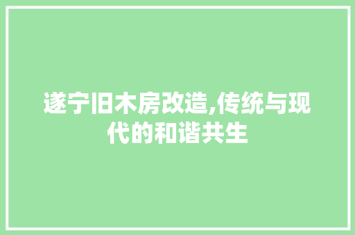遂宁旧木房改造,传统与现代的和谐共生