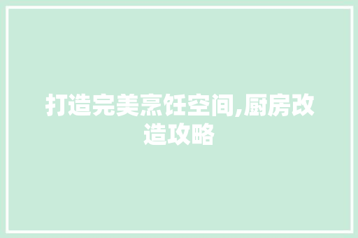 打造完美烹饪空间,厨房改造攻略