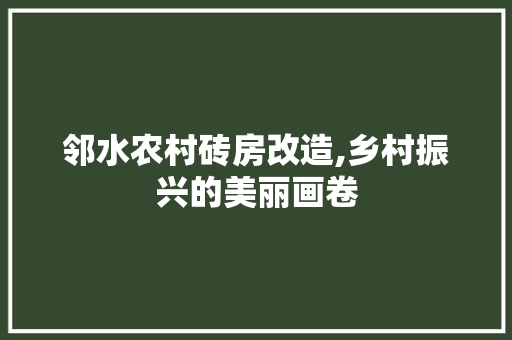 邻水农村砖房改造,乡村振兴的美丽画卷