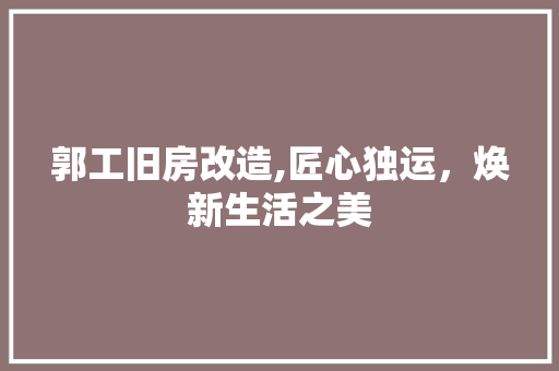 郭工旧房改造,匠心独运，焕新生活之美