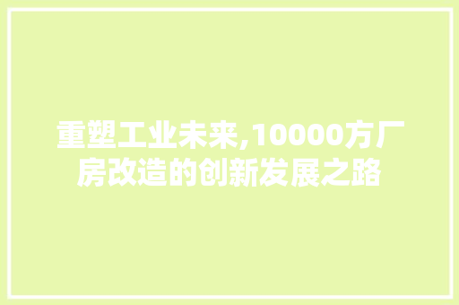 重塑工业未来,10000方厂房改造的创新发展之路