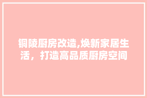 铜陵厨房改造,焕新家居生活，打造高品质厨房空间